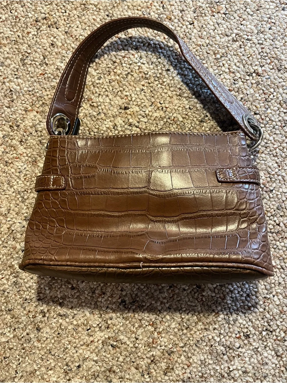 Vintage Y2K Tommy Hilfiger Brown Faux Crocodile Shoulder Bag